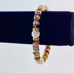 Purple bracelet Beads Rhinestones elastic.